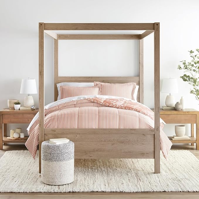 LINENS & HUTCH Comforter Set Patterned Microfiber All Season Down-Alternative Ultra Soft Bedding in Daisy Medallion - Full/Queen Daisy Medallion Clay