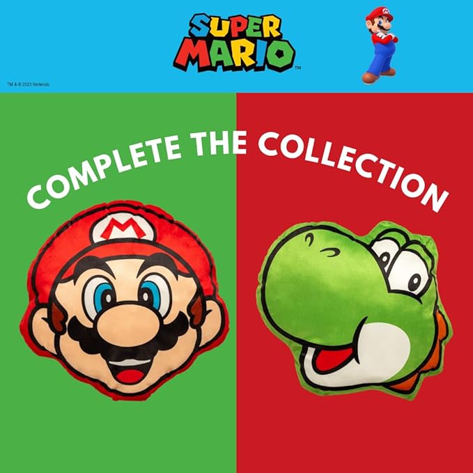 Nintendo Super Mario Yoshi Gaming Bedding Super Soft Plush Decorative Pillow, One Size, (Officially Licensed Product) By Franco