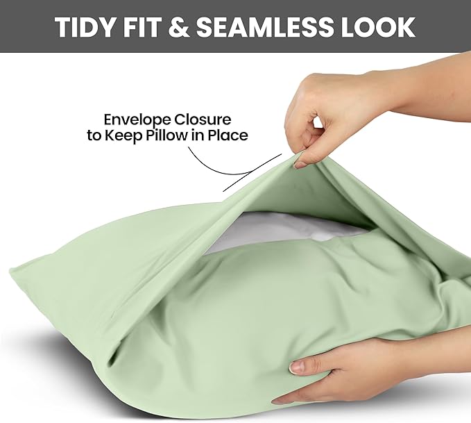 Utopia Bedding Queen Pillow Cases - 2 Pack - Envelope Closure - Soft Brushed Microfiber Fabric - Shrinkage and Fade Resistant Pillow Covers Queen Size 20 X 30 Inches (Queen, Sage)