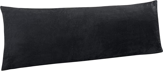 NTBAY 1 Pack Zippered Velvet Body Pillow Cover, Super Soft and Cozy Luxury Fuzzy Flannel 20x54 Long Pillowcase with Zipper, 20x54 Inches, Charcoal Grey