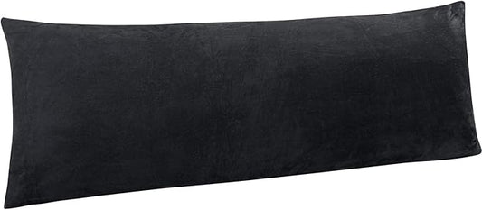 NTBAY 1 Pack Zippered Velvet Body Pillow Cover, Super Soft and Cozy Luxury Fuzzy Flannel 20x54 Long Pillowcase with Zipper, 20x54 Inches, Charcoal Grey