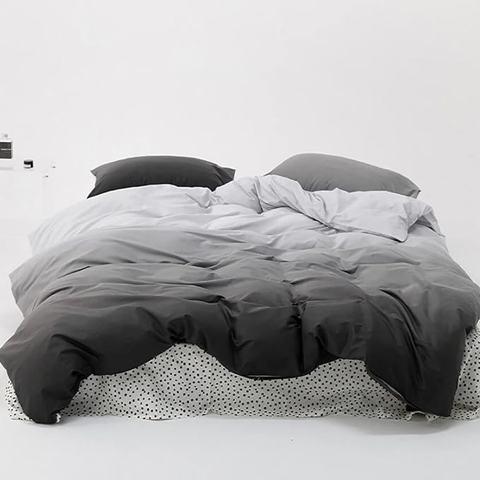 Luxlovery Grey Gradient Comforter Set Twin Black Grey Bedding Set Men Women Abstract Bedding Set Soft Breathable Blanket Quilts Modern Dark Grey Comforter Set