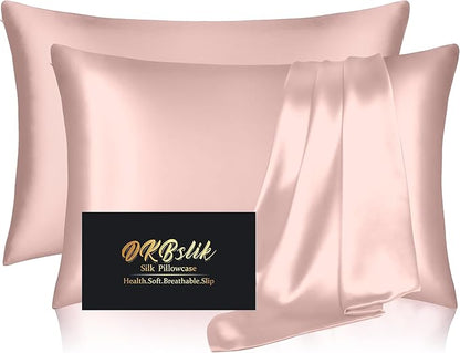 Silk Pillowcase 2 Pack, Mulberry Silk Pillow Cases Queen Size Set of 2, Anti Acne Silk Pillowcase for Hair and Skin, Natural Silk Satin Pillowcases Gifts for Women Men 2 Pack with Zipper, Coral