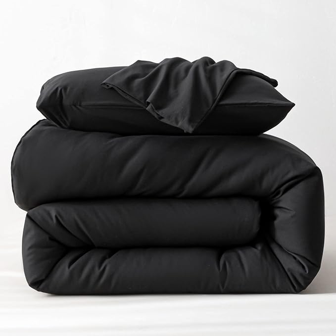 ROSGONIA King Size Comforter Set Black, 3pcs (1 Black Comforter & 2 Pillowcases), All Season Bedding Lightweight Bedspread Blanket Quilt Bed Set