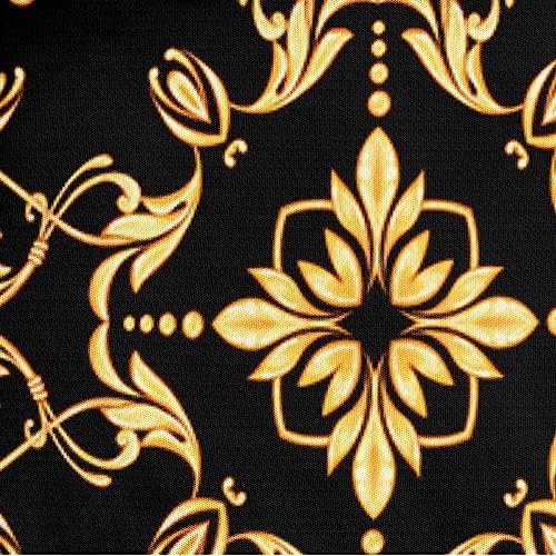 Golden Scrolls Print Duvet Cover and Pillow Shams Gold Leaves Deco for Girls and Boys Bedding Set Twin Size Black Color Bed Sets