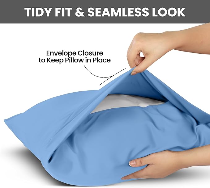 Utopia Bedding Pillow Cases King Size 2-Pack – Soft Brushed Microfiber – Envelope Closure – Perfect for Hospitals, Hotels, Guest Rooms – Oeko-TEX Certified, 20x40 Inches (Dutch Blue)