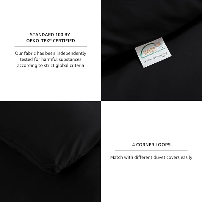 CozyLux King Size Comforter Set Black, 3 Pieces Solid Comforters King Size Breathable Quilted Style Bedding Set, Luxury Soft Microfiber Down Alternative Comforter Bed Set (1 Comforter & 2 Pillowcases)