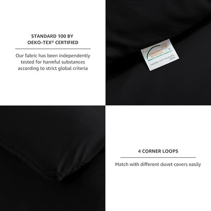 CozyLux California King Comforter Set Black, 3 Pieces Cal King Solid Breathable Bedding Quilted Sets for All Seasons, Luxury Soft Lightweight Bed Set with Down Alternative Comforter and 2 Pillowcases