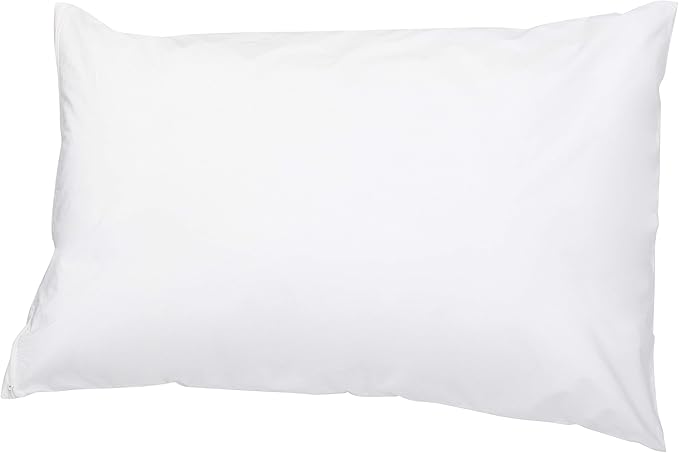 Amazon Basics Queen Size Pillowcase with Zipper, 100% Cotton Hypoallergenic, White (31 x 21 Inches), Pillows Not Included