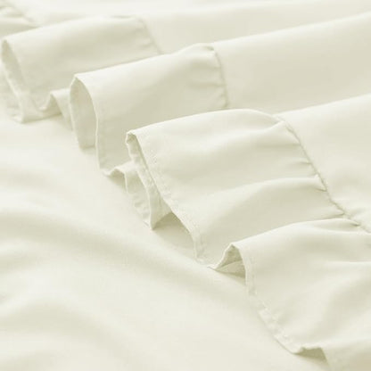 KKJIAF Ruffle Pillow Cases 24x24 Inches, Beige Square Ruffled Pillow Covers Set of 2, Microfiber Wrinkle Resistant Pillow Shams with Envelope Closure for Sofa Bed Living Room