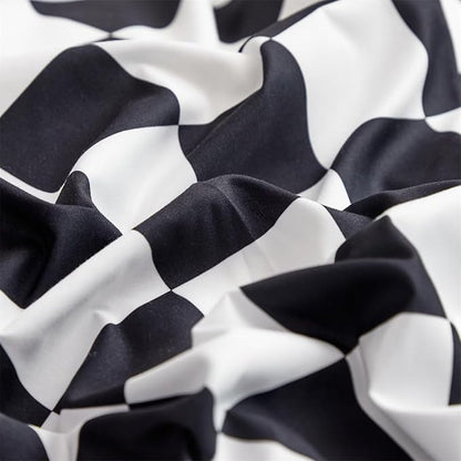 Houseri Black and White Comforter Set Queen Plaid Black Grid Comforters Queen Size Teen Boys Men Modern Black White Checkerboard Bedding Comforters Sets Buffalo Plaid Checkered Queen Comforter Set