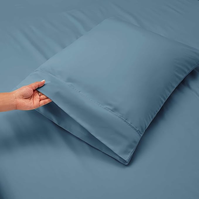 Nestl Twin XL Size Sheet Set, 4 Piece Extra Deep Pocket (18-24 inches), Microfiber, Hotel Luxury, Soft, Breathable, Wrinkle-Free, Easy to Care, Stone Blue