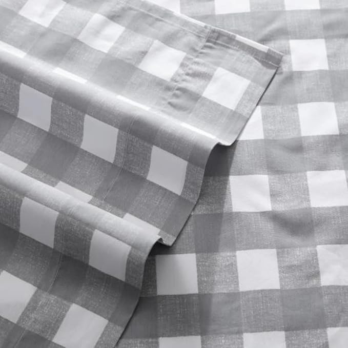 Eddie Bauer - King Sheets, Cotton Percale Bedding Set, Crisp & Cool Home Decor (Lakehouse Plaid, King)