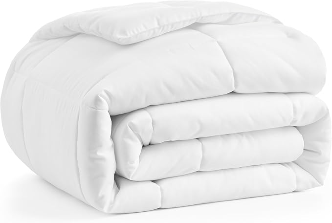 Casual Living Duvet Insert Full Comforter Cooling Blanket Lightweight Hypoallergenic Reversible White Comforter with Box Stitching Fluffy Bedding Down Alternative Machine Washable, Full, White