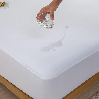 Kingnex Olympic Queen 66 x 80 Waterproof Mattress Protector with Bamboo Viscose Jersey Surface for Super Queen Bed Fitted Sheet Style Cover Olympic Queen