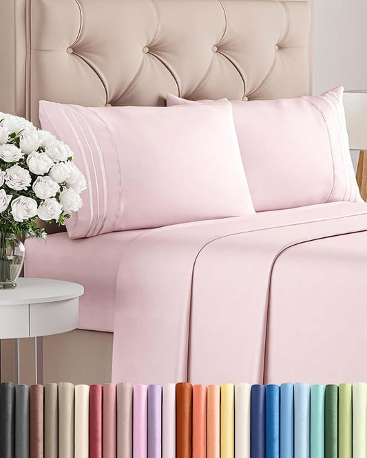 Full Size 4 Piece Sheet Set - Comfy Breathable & Cooling Bed Sheets Set - Hotel Luxury Bedding for Women, Men, Kids, Teens, Boys & Girls - Deep Pockets, Soft, Wrinkle Free - Oeko-Tex - Lavender Pink