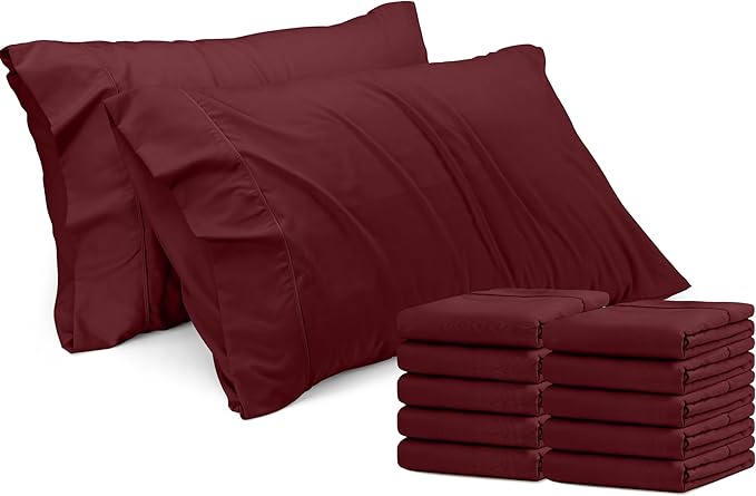 Utopia Bedding Queen Pillow Cases - 12 Pack - Envelope Closure - Soft Brushed Microfiber Fabric - Shrinkage and Fade Resistant Pillow Covers Queen Size 20 X 30 Inches (Queen, Burgundy)