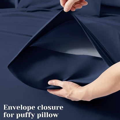 BYSURE 6 Pieces Bed Sheets Set(King, Blue Navy) - Hotel Luxury Super Soft 1800 Thread Count 100% Microfiber Sheets with Deep Pockets, Wrinkle & Fade Resistant