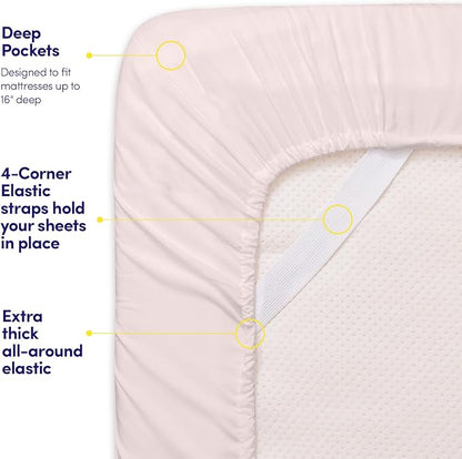 1500 Supreme Collection Extra Soft RV Short Queen Sheets Set, Pale Pink - Luxury Bed Sheets Set with Deep Pocket Wrinkle Free Hypoallergenic Bedding, Over 40 Colors, RV Short Queen Size, Pale Pink