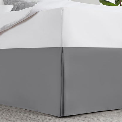Nestl Grey Bed Skirt Queen Size - Queen Bed Skirt 14 Inch Drop - Brushed Microfiber Bed Skirts - Hotel Quality Pleated Bed Skirt - Shrinkage & Fade Resistant