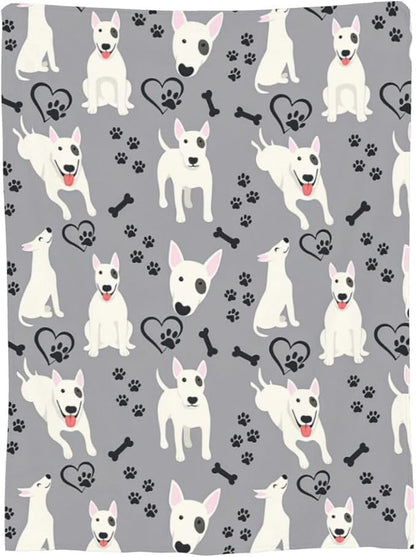 Bull Terrier Blanket Super Soft Warm Fluffy Fleece Flannel Dog Animal Throw Blanket Cozy Fuzzy Plush Stuff Bedding Blankets Gifts for Women Kids Boys Girls Adults 50"X40"