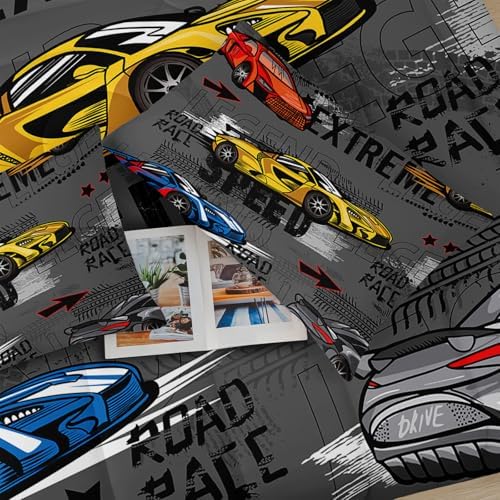 Race Car Full Comforter Set for Boys，Race Car Full Bedding Sets for Boys，Hot Wheels Cars Full Bedding Set，Theme Room Decor