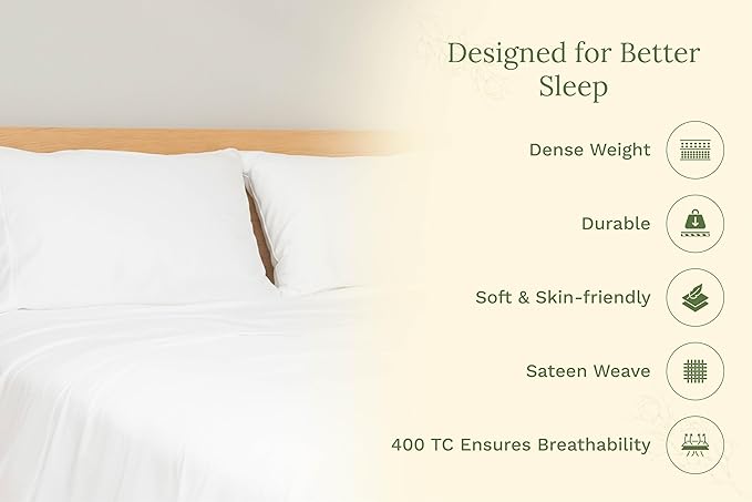 Organic Cotton White Standard Pillowcases - Set of 2, 21"x30", 100% GOTS Certified Organic Cotton, Cool, Crisp, Hypoallergenic, All-Natural, Luxurious, Pure White Pillowcases (Standard, Set of 2)