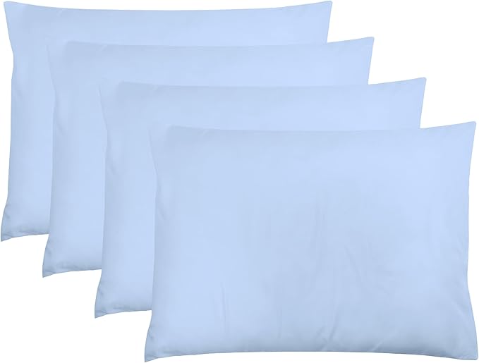ZPECC Pillow Cases Queen Size Set of 4, 20x30 Envelope Closure Pillowcases, Soft Plain Brushed Microfiber Covers Hypoallergenic Breathable, Light Blue