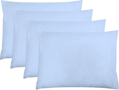 ZPECC Pillow Cases Standard Size Set of 4, 20x26 Envelope Closure Pillowcases, Soft Plain Brushed Microfiber Covers Hypoallergenic Breathable, Light Blue