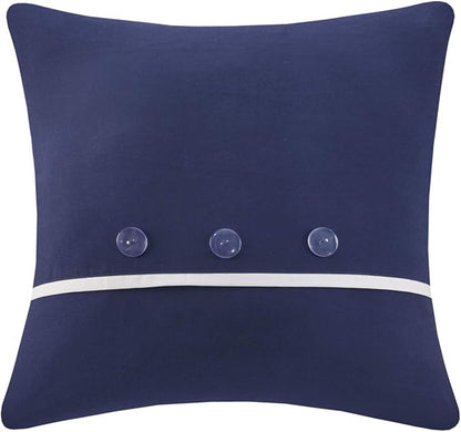 Madison Park Essentials Cozy Bed in A Bag - Reversible Comforter with Complete Sheet Set, Casual Plaid Cabin Design, All Season Cover, Decorative Pillow, Patrick Plaid Navy King(104"x92") 8 Piece