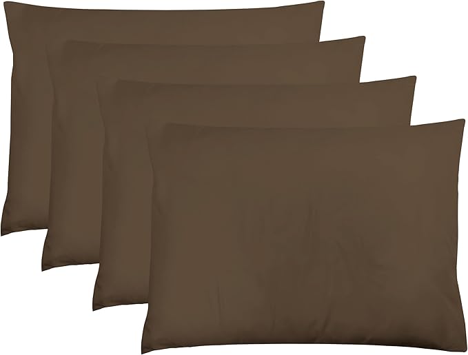 ZPECC Pillow Cases King Size Set of 4, 20x36 Envelope Closure Pillowcases, Soft Plain Brushed Microfiber Covers Hypoallergenic Breathable, Brown