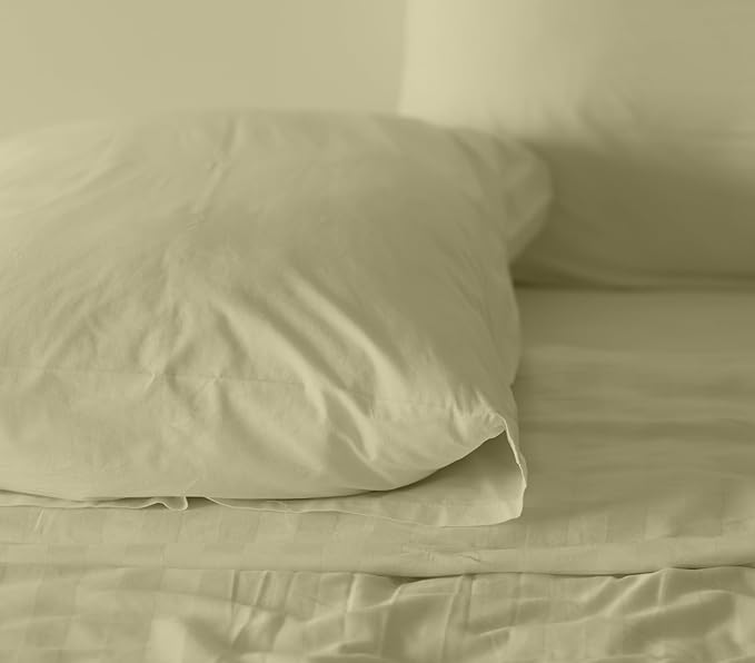 RUVANTI 100% Cotton Sheets – Twin Size Percale Bedding, Cooling & Breathable, Durable with a Crisp, Soft & Comfortable Feel, 16" Deep Pocket, 3-Piece Set, Sage Green