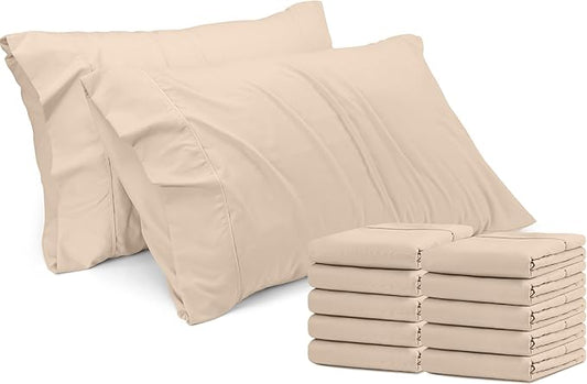 Utopia Bedding King Pillow Cases - 12 Pack - Envelope Closure - Soft Brushed Microfiber Fabric - Shrinkage and Fade Resistant Pillow Covers King Size 20 X 40 Inches (King, Beige)