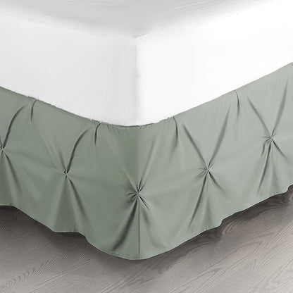 Nestl Sage Green Bed Skirt King Size, Pinch Pleat King Bed Skirt, 14" Inch Drop King Bedskirt, Hotel Quality Sage Green Bed Skirts, Premium Microfiber Bedskirt for King Bed, Sage Green King Bed Skirt