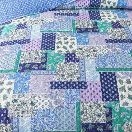 HoneiLife Quilt Sets King Size - 3 Pieces Microfiber Quilt Lightweight Bedspreads Paisley Coverlets Retro Bed Cover King Quilt Bedding Set All Season Quilts