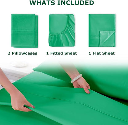 Full Size Bed Sheet Set - 4 Piece Soft Microfiber Sheets with Deep Pockets, Cooling Technology, and Wrinkle-Free Pillowcase. Hotel-Quality, Durable Bedding, Mint Green