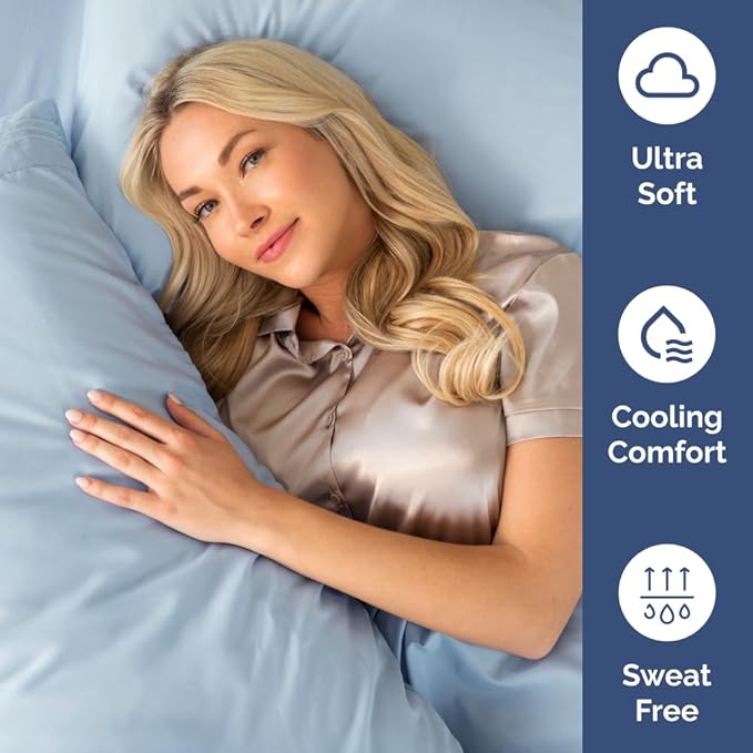 Full XL Bed Sheet - 4 Piece Full XL Bed Sheets Set - Soft, Breathable & Cooling - Hotel Luxury Bedding for Women, Men, Kids, Teens, Boys & Girls - Deep Pockets, Comfy, Fade & Wrinkle Free - Sky Blue