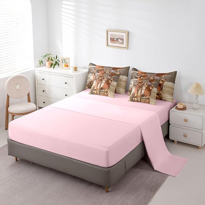 Erosebridal High-Heels Girlish Girls 7 Piece Bedding Set Queen Size Romantic Fashion Comforter Sets Fashionable Gorgeous Sheet Set for Kids Children Women Bedroom Modern Minimalist Gold Bed in A Bag