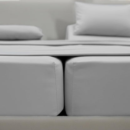 Elegant Comfort Luxurious 1500 Premium Hotel Quality Microfiber Three Line Embroidered Softest 5-Piece Bed Sheet Set, Wrinkle and Fade Resistant, Split King, Silver