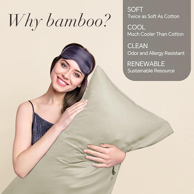 BEDELITE Linen Pillow Cases Queen Size Set of 2, Rayon Derived from Bamboo，Cooling Pillow Cases for Hot Sleepers & Night Sweats, Breathable and Silky Soft Envelope Pillowcases, 20"x30"
