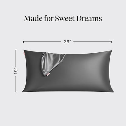 Kitsch Satin Pillowcase with Zipper for Hair & Skin - Softer Than Silk Pillow Cases, Smooth Cooling Satin Pillow Case, Wrinkle-Free, Machine Washable - King Size Satin Pillow Case (19x36) - Charcoal