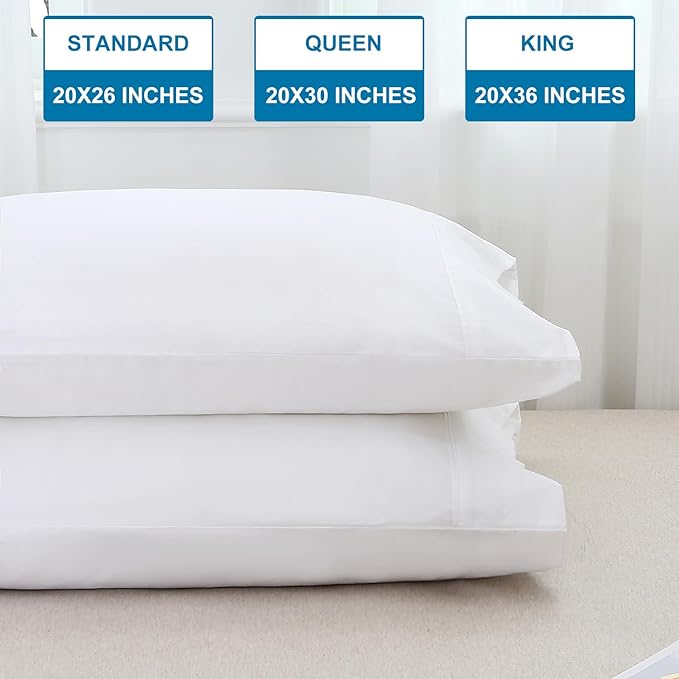 WINLIFE 100% Cotton Pillowcases Set of 2 King Size Pillow Cases 20×36 Inches, Soft and Breathable Pillow Cover, Pure White