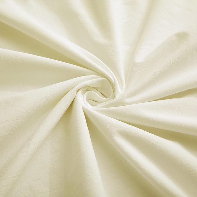 Cream White Cotton Duvet Cover King Size, Linen-Like Natural Bedding Set with Zipper Closure (No Comforter), King Size, Duvet Cover (104"x90") x 1, Pillowshams(20"x36") x 2