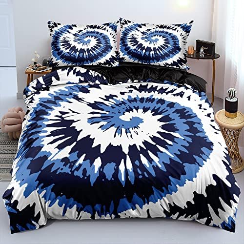 Tie Dye Duvet Cover Set Twin Size Tie Dye Purple Blue Bed Set Boys and Girls Comforter Cover and Pillow Shams for Women Decor Bedroom