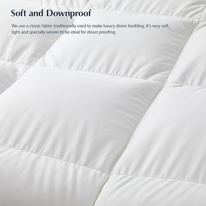 Pacific Coast Goose Feather Down Fiber Comforters King Size, Extra Fluffy White Duvet Insert, Ultra-Soft, Breathable, All Season Hotel Luxury Bedding Comforters, 8 Corner & Center Loops (106"x90")