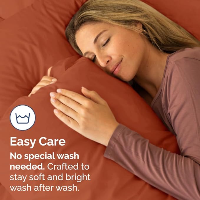 Body Pillowcases Set of 4-20x54 Long Body Pillow Case - Soft Body Pillow Cover for Sleeping & Side Sleepers - Comfy, Breathable & Fade Free - Machine Washable w/Envelope Enclosure - (Terracotta)