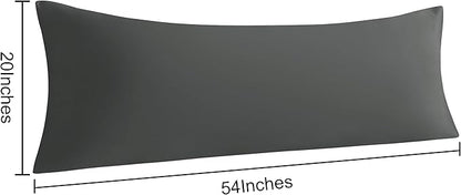 NTBAY Body Pillow Cases Set of 2, 2 Pack Brushed Microfiber 20x54 Pillow Cases, Soft, Wrinkle, Fade, Stain Resistant Dark Grey Pillow Cases with Envelope Closure, 20x54 Inches, Dark Grey