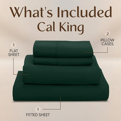 Utopia Bedding California King Sheet Set – 4 Piece Bed Sheets for Cal King Size Bed, Soft and Breathable Microfiber, Includes 1 Fitted Sheet, 1 Flat Sheet and 2 Pillowcases (Emerald)
