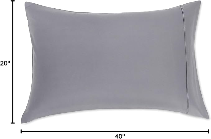 Amazon Basics King Pillowcases Set of 2 - Lightweight, Super Soft Easy Care Microfiber, Dark Gray, 40" L x 20" W, Pillows Not Included
