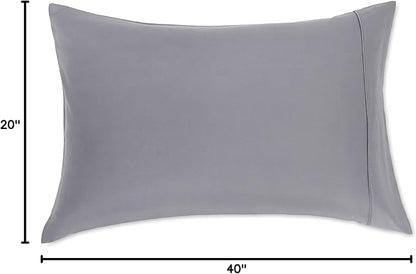 Amazon Basics King Pillowcases Set of 2 - Lightweight, Super Soft Easy Care Microfiber, Dark Gray, 40" L x 20" W, Pillows Not Included